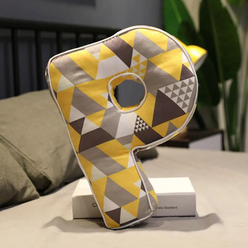 P 1 шт. декоративная подушка с буквами, диванная подушка cuscini decorativi из хлопка и льна, декоративная подушка для дома, подарок для девочки - Цвет: P