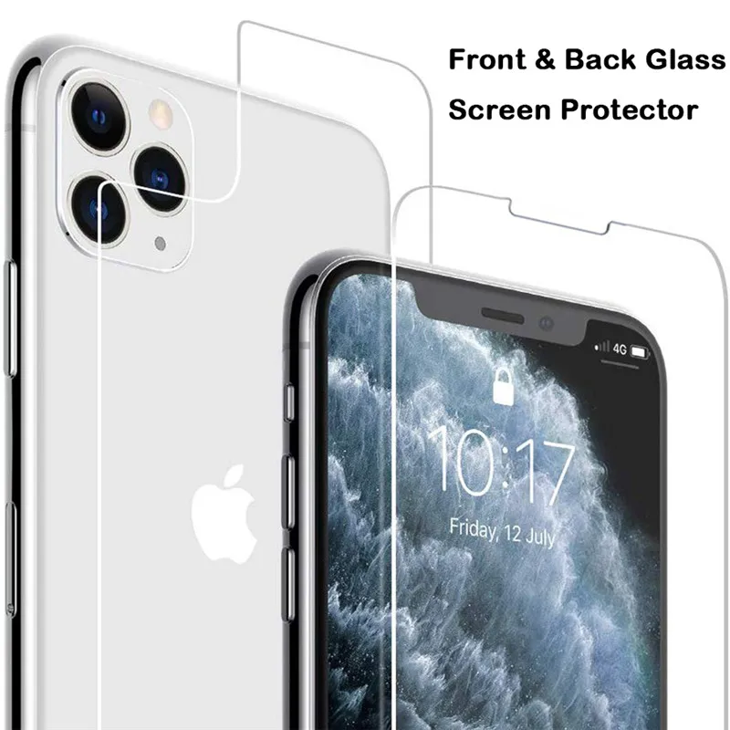 Переднее + заднее Защитное стекло для iphone 11 pro Max полное покрытие iPhone 12 Pro X XR XS MAX