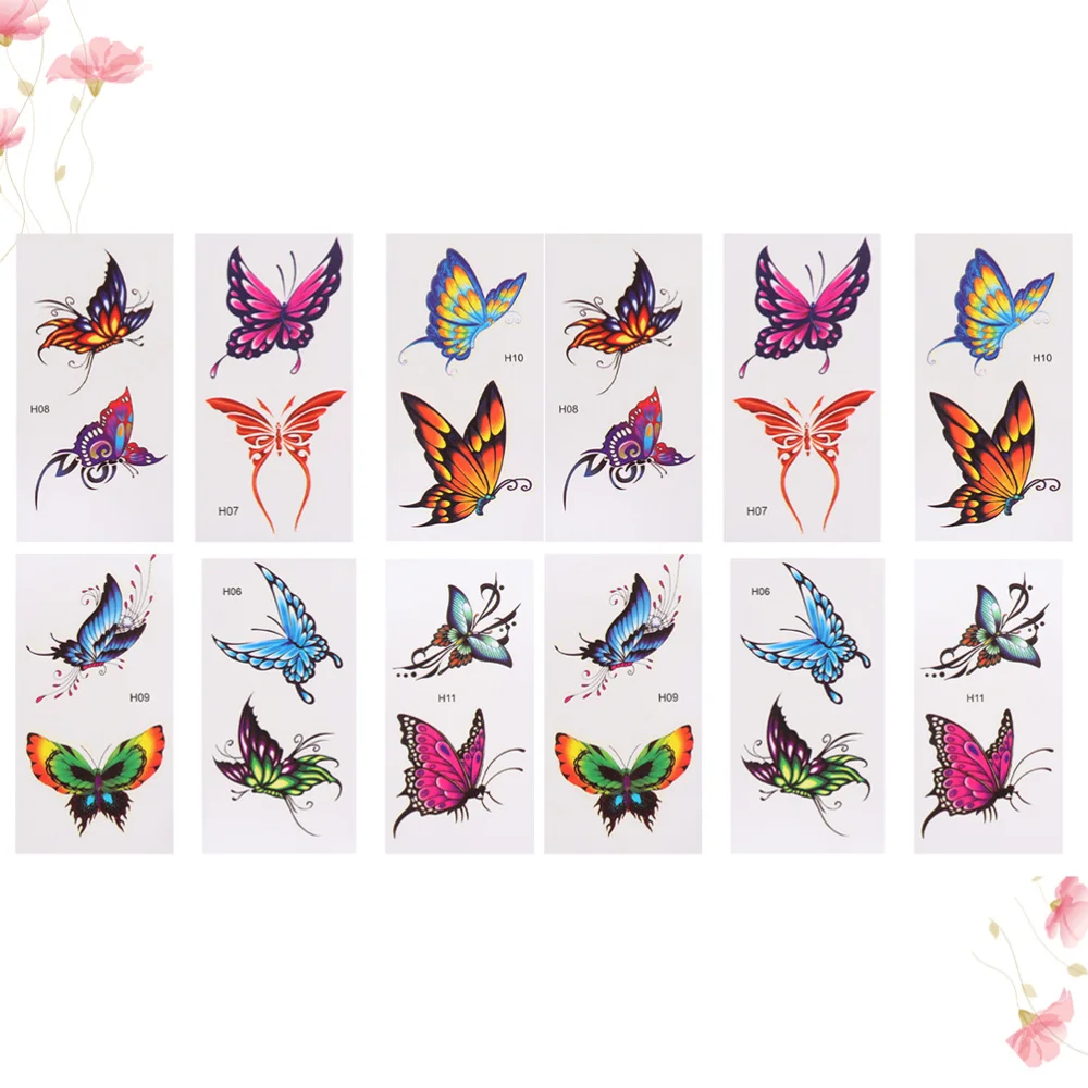 

24pcs Temporary Tattoos Decorative Colorful Waterproof Body Art Sticker Party Favors for Men Women
