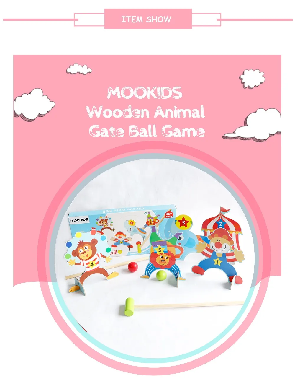 Mookids деревянная дверь цирк бейсбол спортивная игра мини гол удар Крытая игра родитель-ребенок Взаимодействие интерес культивирование
