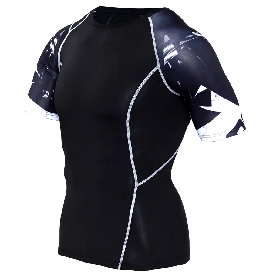 

Running Shirt Men Compression Tights Fitness Tank Top MMA Rashgard Anime 3D T Shirt Wolf Skull Short Sleeve T Shirt Men Gym Wear