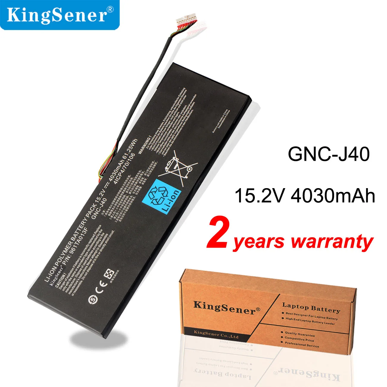 Аккумулятор KingSener GNC-J40 961TA013F для ноутбука GIGABYTE P34F P34G P34K P34W V2 V3 V5 V7 Series 15 2 V 4030mAh/61.25WH |