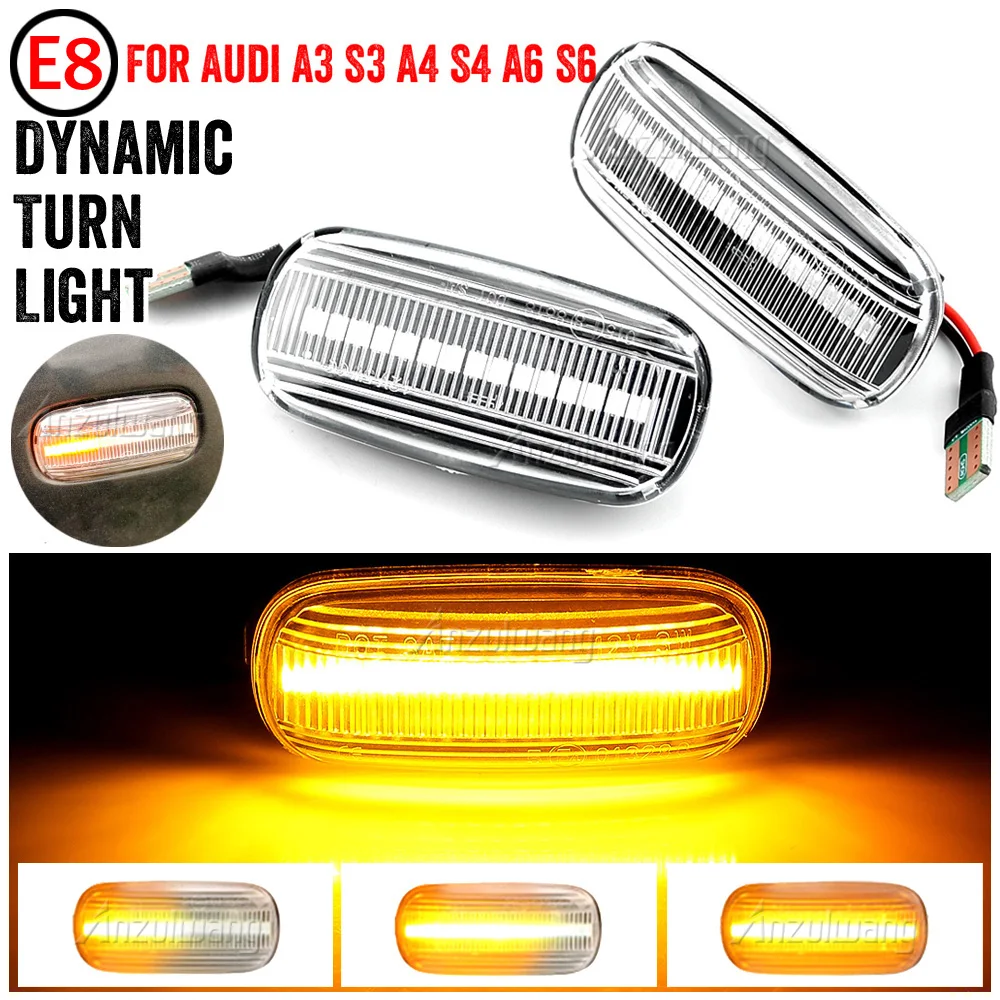 2x Led Dynamic Side Marker Turn Signal Light For Audi A3 S3 8p A4 S4