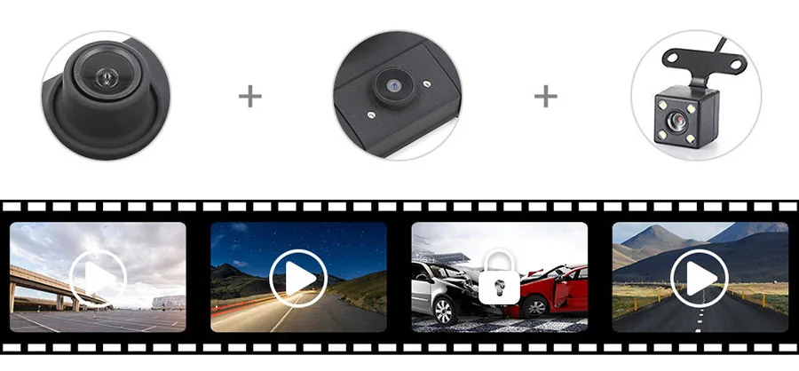 Olysine 3 камера s объектив Автомобильный видеорегистратор 4 дюйма ips HD двойной объектив Dash Cam водительские последней модели видео рекордер 3-CH Dash камера Авто Регистратор