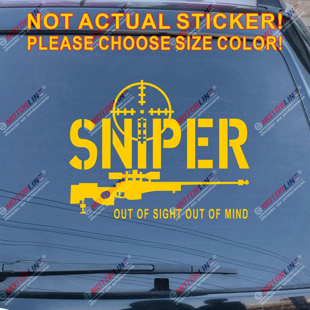 Снайпер вне поля зрения из ума винтовка Наклейка Стикер пистолет автомобиль винил выберите размер и цвет - Название цвета: Цвет: желтый