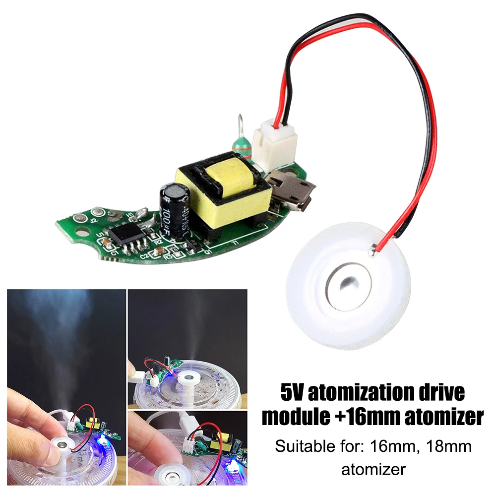 USB Mini Humidifier DIY Kits Mist Maker+ Driver Circuit Board Fogger Atomization Film Atomizer Sheet Mini Oscillating Mist Make