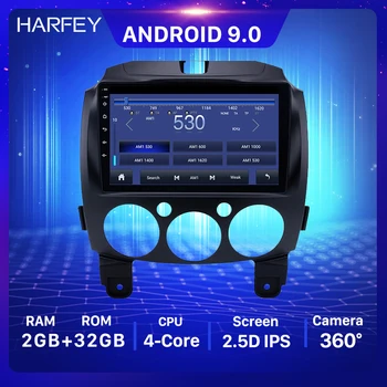

Harfey Android 9.0 9" Radio GPS Navigatio for MAZDA 2/Jinxiang/DE/Third generation 2007-2014 with Bluetooth USB WIFI OBD2 DVR