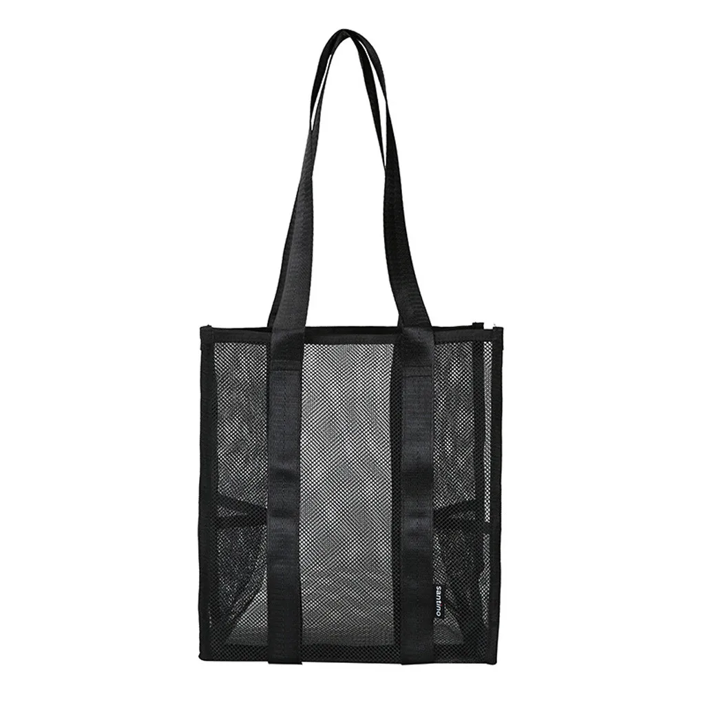 Простая сумка для покупок унисекс Прозрачная сетка шоппер Сумка-тоут сумки портативный многоразовый пакет для покупок однотонная цветная сетка большая сумка для покупок
