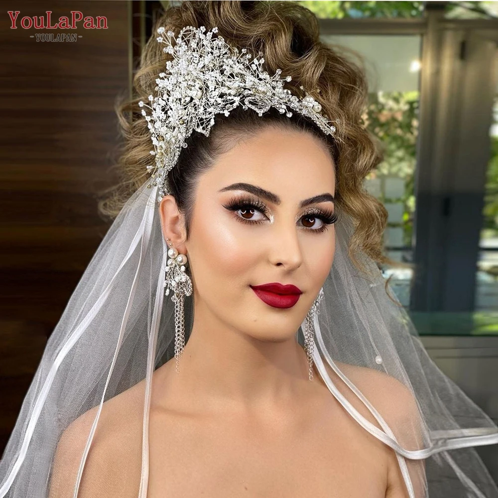 Wedding Crown Fascinators Multilevel Pearl Rhinestone Wedding Hair Accessories Fancy Bridal Headpieces YouLaPan HP245 hair accessories bridal hair accessories crown headband bridal jewelry set fascinator hats