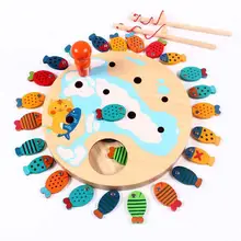 Детские развивающие цветные магнитные деревянные игрушки для рыбалки, дошкольные настольные игры, повышающие распознавание цвета, ручная глазка