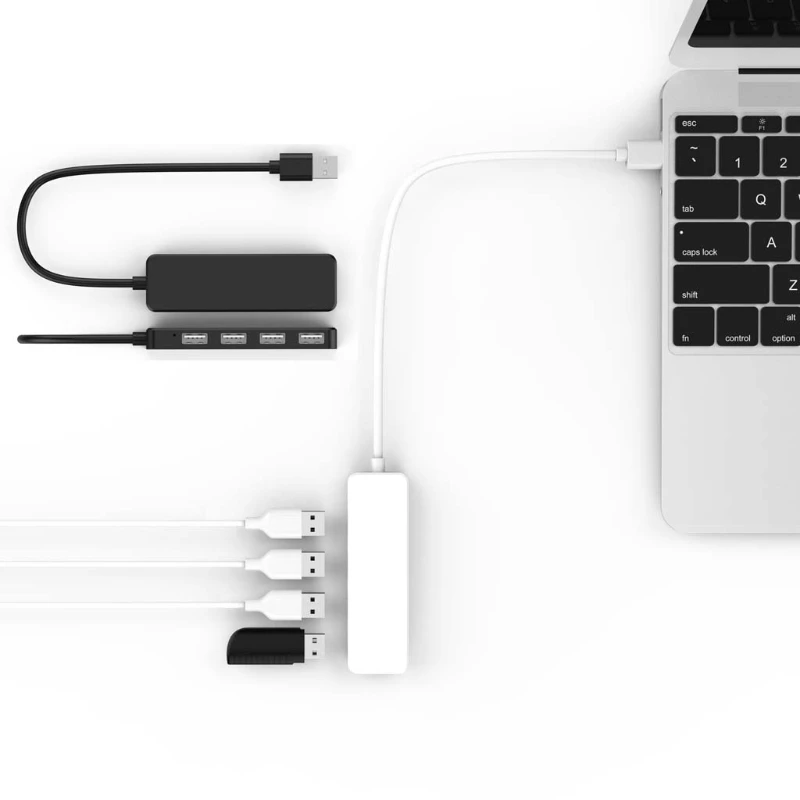 USB 2.0 4 Ports Hub Extension Splitter Adapter for Laptop PC Computer Charger