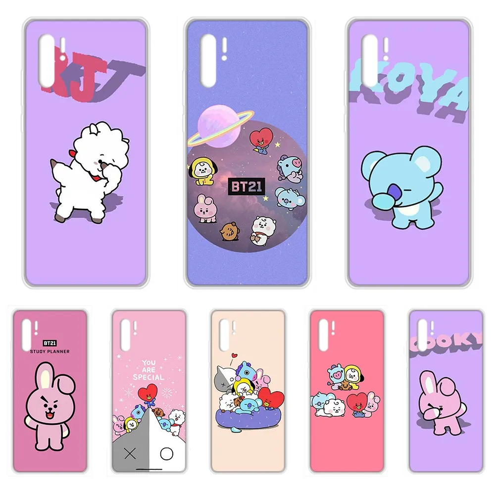 

BT21 Koala Rabbit Animal hoesjes Transparent Phone Case cover For HUAWEI nove 5t p 8 9 10 20 30 40 P pro Smart 2017 2019 Z lite