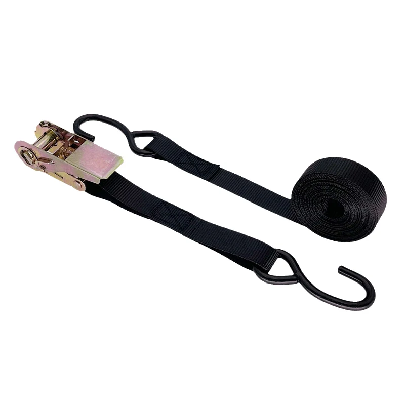 Cvp 1" 6m 800kgs Black Trailer Tie Down Strap Ratchet Buckle S Hook Rv