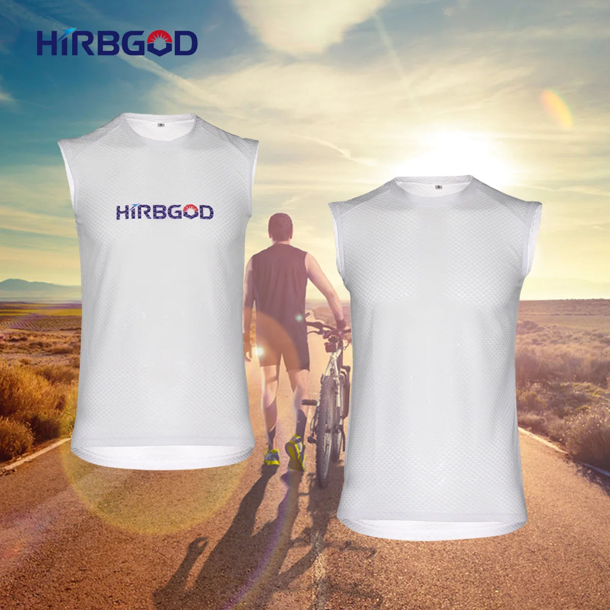 

HIRBGOD Men Pre-Dyed Cloth Summer Superlight Cool Breathable Cycling Vest White Colete Sem Mangas Bike Sports Sleeveless Underwe