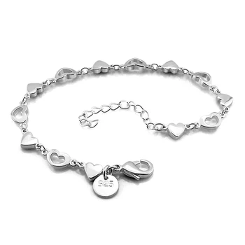 

High-quality brand silver jewelry accessories Fashion women solid silver heart bracelet Girl 925 sterling silver bracelet Gift