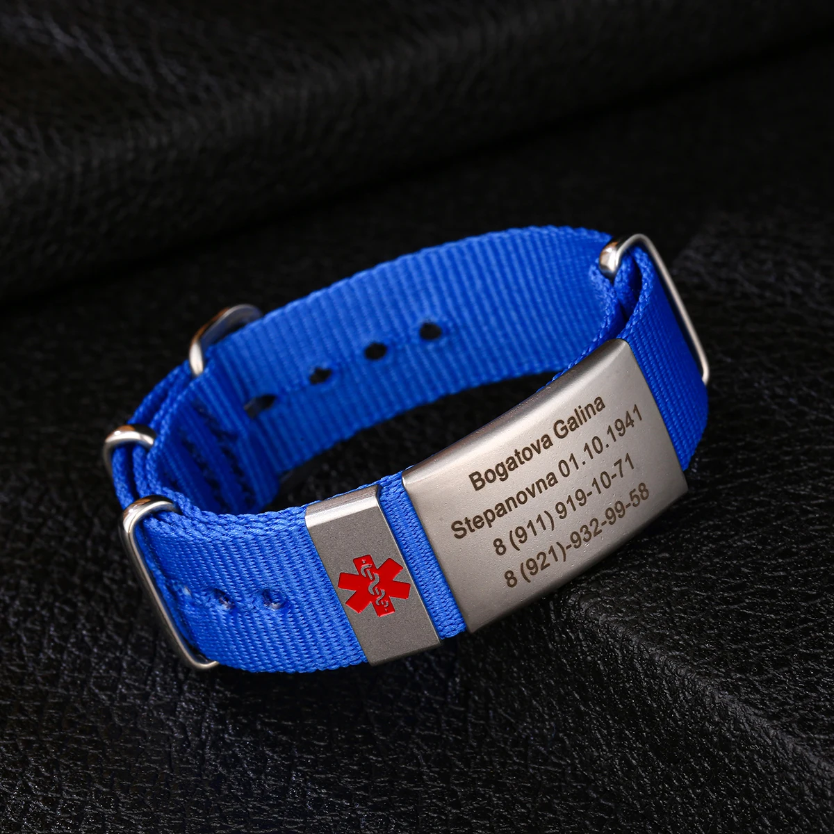 Medical Alert Bracelet Personalized SOS Emergency Medical ID Sport ID Wristband 18MM for Men & Women