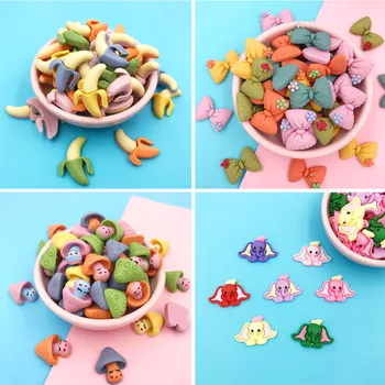 

20Pcs Kawaii Resin Cabochon Flat back Cartoon Dumbo Girl Mushroom Banana Cabochons for Bows Accessories DIY Embellishments Craft