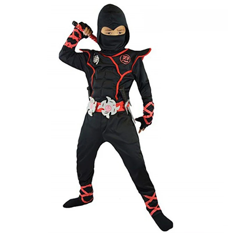 Kids Ninja Costume Uniforms Boy Girl Halloween Party Fancy Costumes Children Warrior Samurai Ninja Cosplay Suit Clothes Set Gift