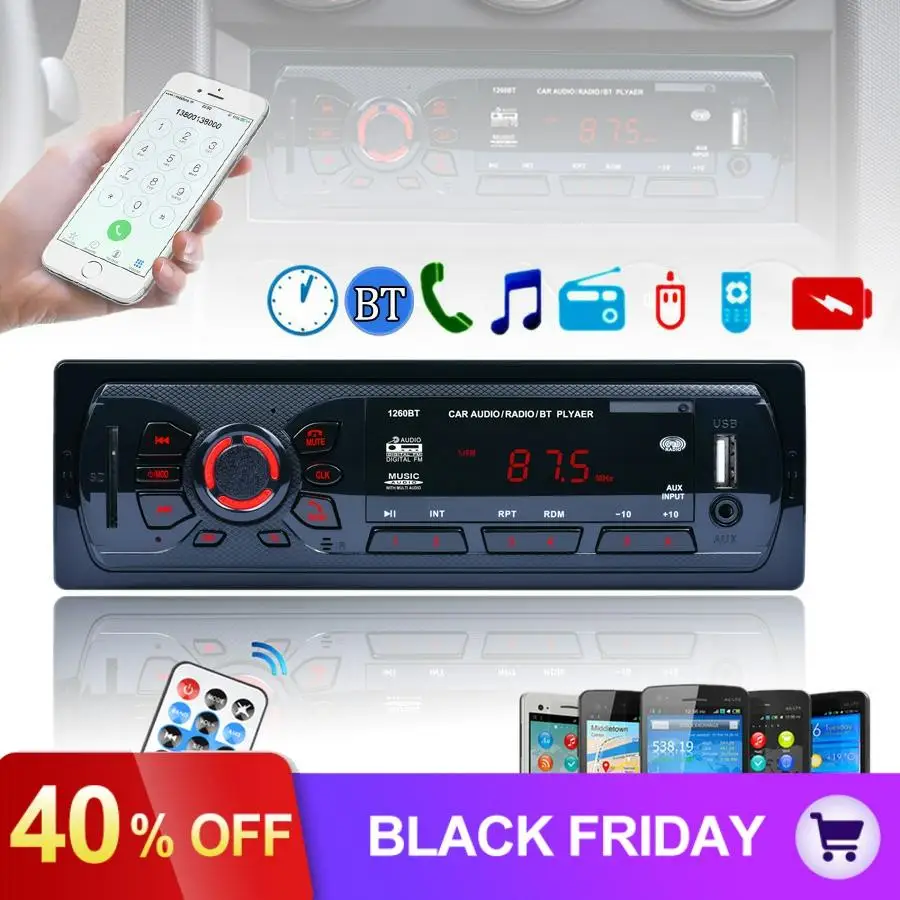 12 в 1 DIN в-dash Bluetooth автомобильное радио Стерео FM радио MP3 аудио плеер Aux вход приемник SD USB MP3 Поддержка Hands-free Звонки