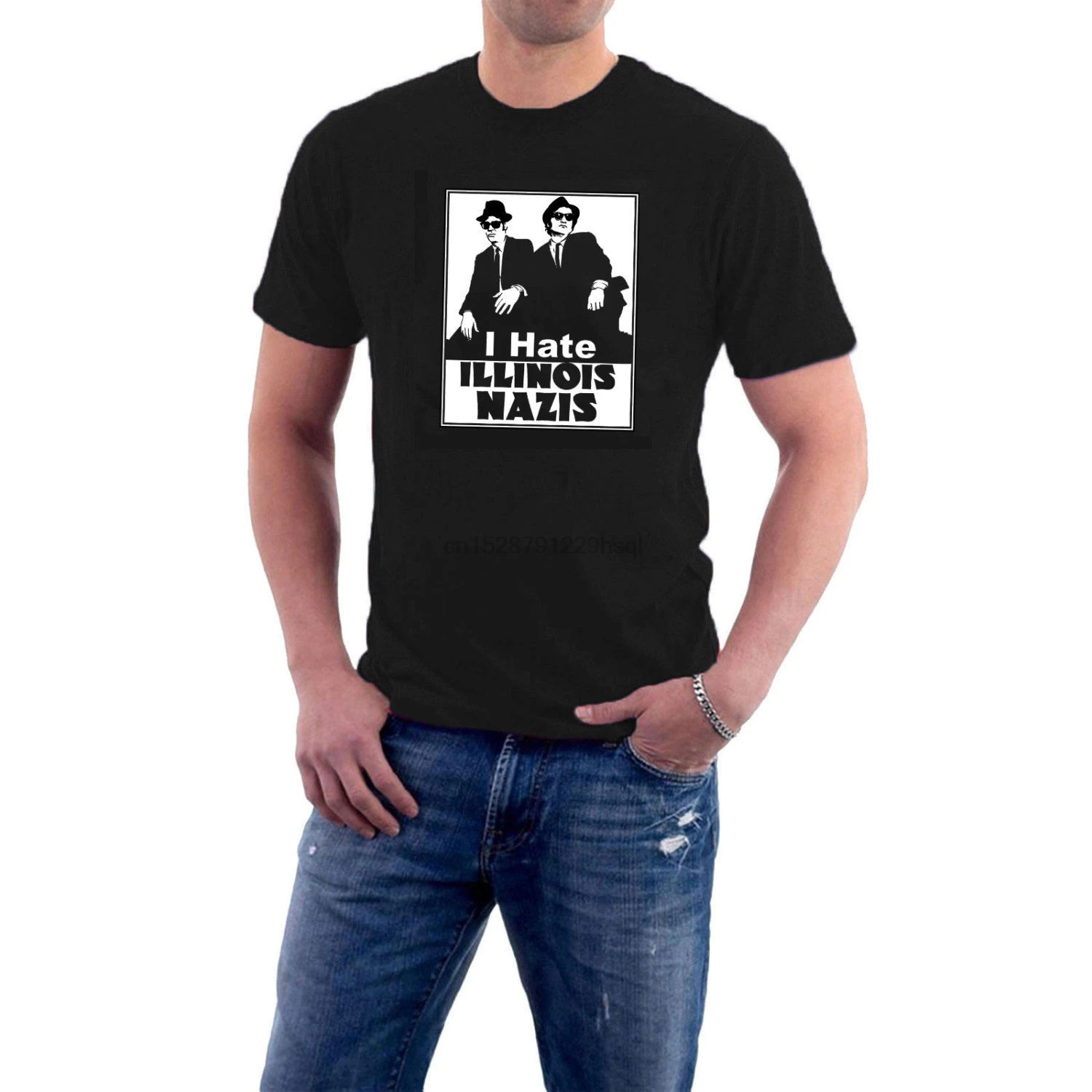 Футболка с надписью I Hate Illinois Nazis Blues Brothers Джейк Элвуд хлопковая футболка 020705 |