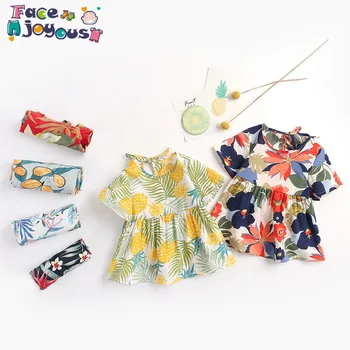 

2020 Summer New Girls Dress Baby Girls Short Sleeve Floral Print Dress Baby Girl Clothes Cotton Casual Kids Princess Dress