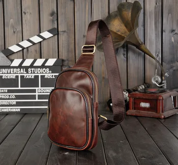 

Vintage diagonal cross bag chest bag men's PU leather shoulder bag Leather Men Briefcases