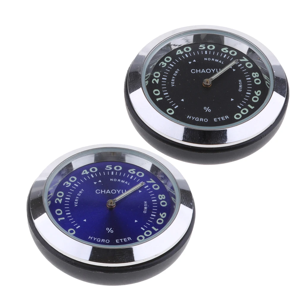 2pcs Car Decoration Clock Auto Hygrometer Decoration Clock Black