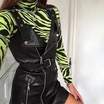 

Sexy Bodysuit Women Zebra Print Jumpsuit Long Sleeve Party Skinny Solid Bodysuit Women Highstreet Bodysuits One Piece Romper