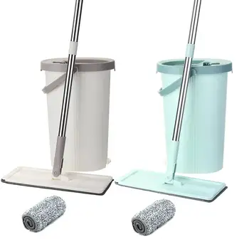 

New Magic Flat Mop And Bucket Hand Free 360 Degree Head Self Cleaning Great for Wet And Dry Cleaning Safe on all Surfaces Cleani