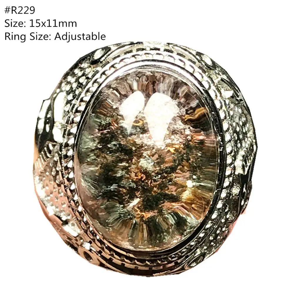 Top Natural Ghost Phantom Quartz Ring Jewelry For Man Crystal Love Anniversary Oval Beads Gemstone Adjustable Finger Ring AAAAA Top Natural Ghost Phantom Quartz Ring Jewelry For Man Crystal Love Anniversary Oval Beads Gemstone Adjustable Finger Ring AAAAA
