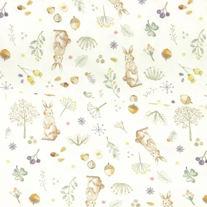 

half yard plain cotton fabric with little rabbit print, handmade garment dress children cloth 100% cotton CR-66