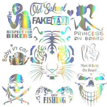 

1pcs Color Change Car Sticker Styling 3D PET Reflective Animal And Skll Funny Stickers Automobiles & Motorcycles Decals