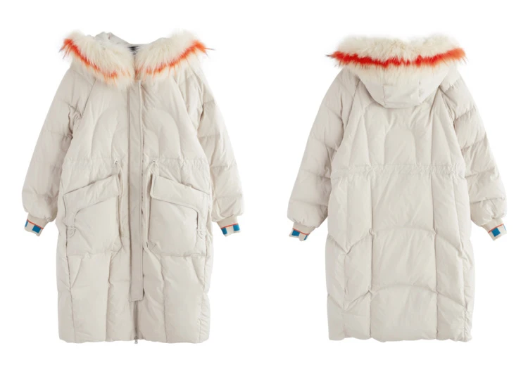 IEF Winter Waist Design Vogue Hoodies Mid-Long Style Down Jacket Women Long Sleeves 0514A-D007