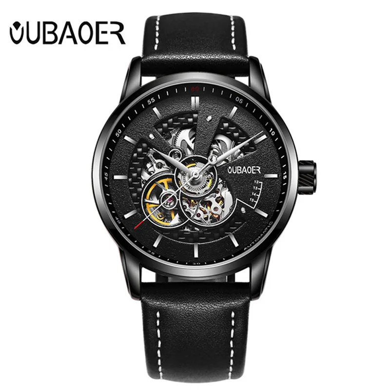 Oubaoer Opel дети Ob2001a Мужские автоматические часы, простые модные кожаные часы с ремешком, спортивные деловые часы