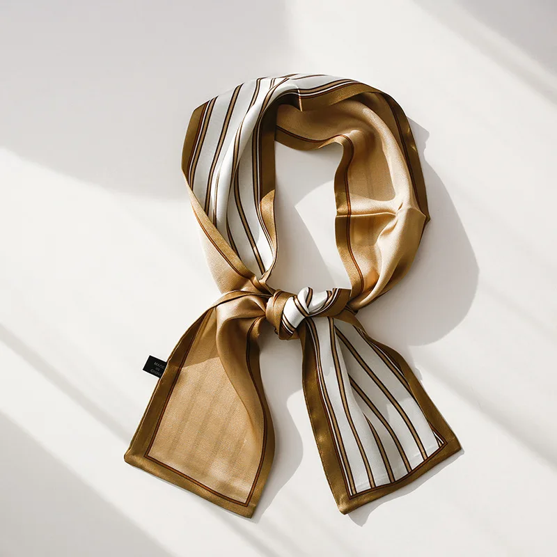 

Yishine 9x97cm 5 colors Women Soft Flat Angle Silk Scarf Striated Long Wraps Scarves Shawl for Girl Handkerchief Bag Decor