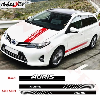 

Auto Body Door Side Strieps Skirt Decor Stickers For-Toyota Auris Car Bonnet Stripes Stickers Vinyl Decals Racing Sport Styling