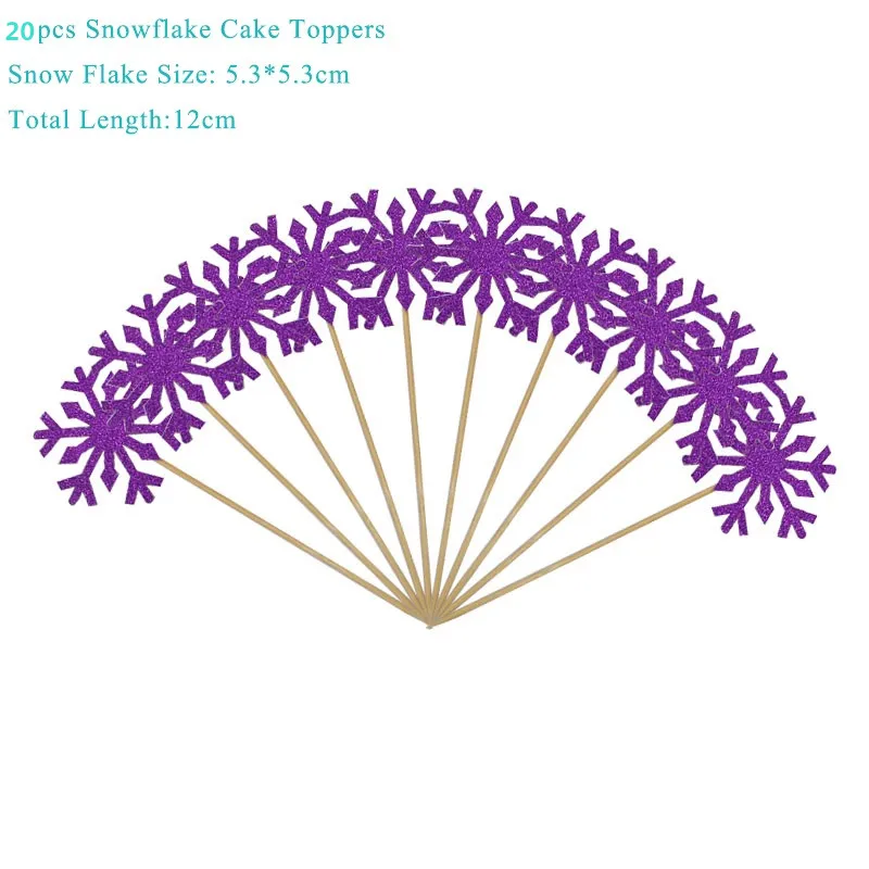 20pcs cake topper 5 Снежинки Замороженные вечерние украшения DIY принадлежности для тематической вечеринки торт-Снежинка Топпер шар гирлянда наклейки на стену и так далее Декор - Цвет: 20pcs cake topper 5