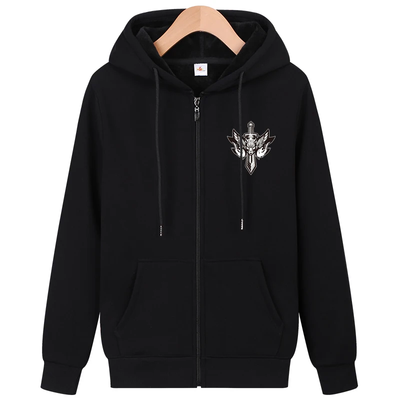 

Men sweatshirt with a hoody plus velvet to keep warm 2020 new arrival winter thick male hoodies casual zipper Korean style H55