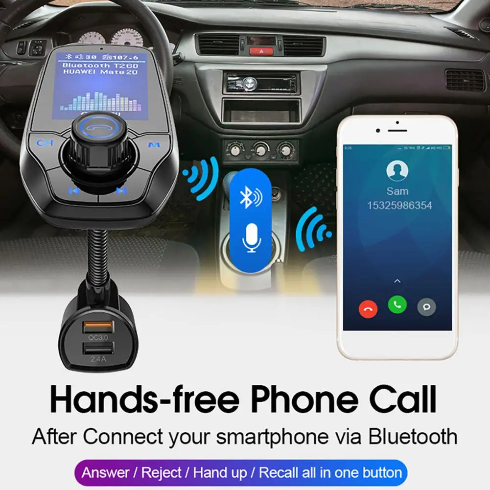 Автомобильный Bluetooth Hands-free Телефон передатчик AUX MP3 плеер Смарт Быстрая зарядка 3,0 зарядное устройство авто аксессуары