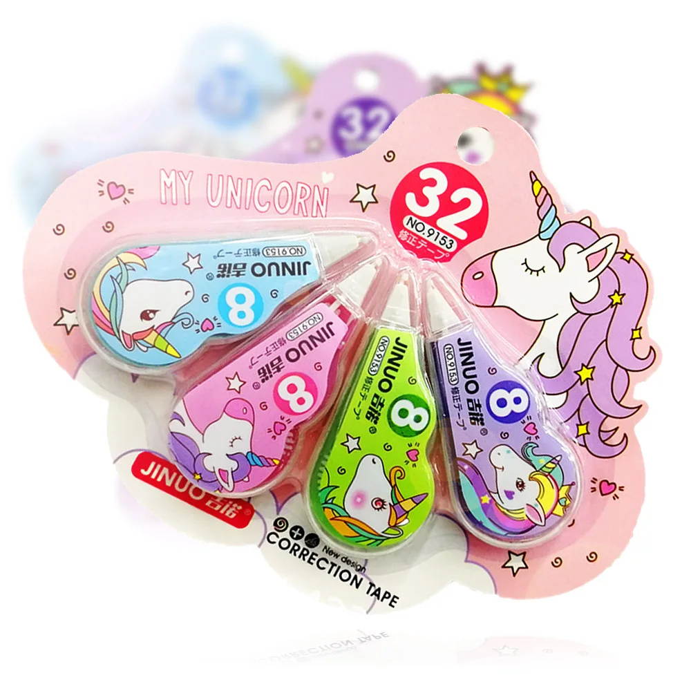 

4Pcs/Pack Unicorn Correction Tape Promotional Gift Stationery Student Prize School Office Supply