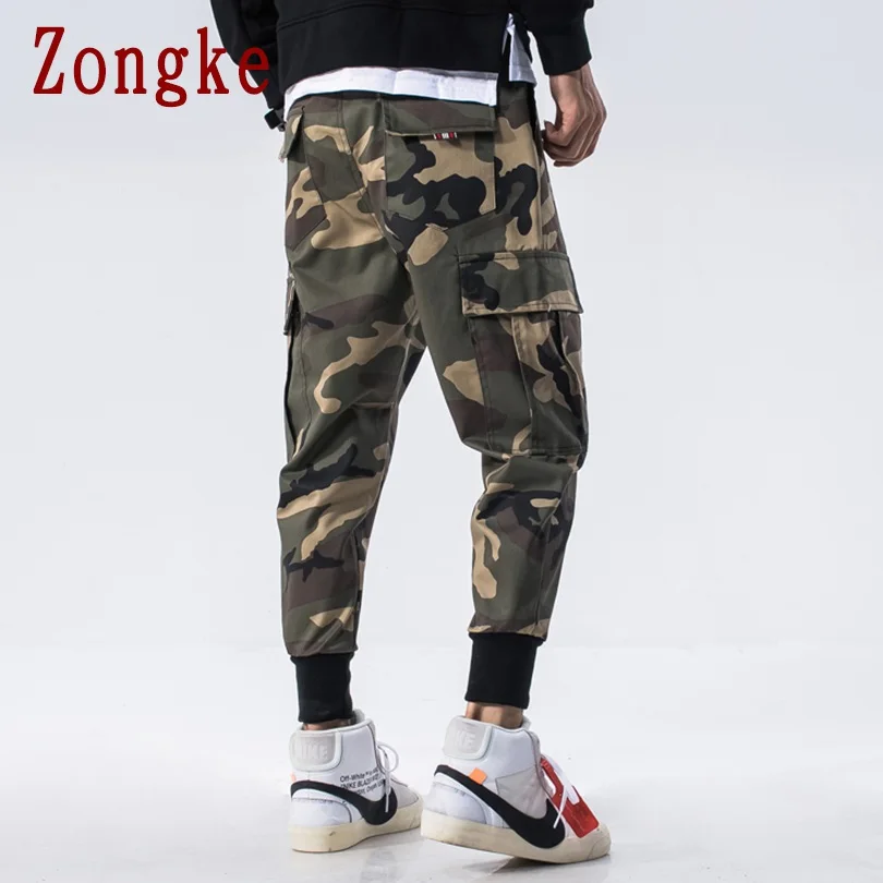 Zongke камуфляжные брюки длиной до щиколотки, мужские брюки для бега, мужские брюки, уличная одежда, спортивные штаны, шаровары, мужские брюки, 5XL, осень, новинка