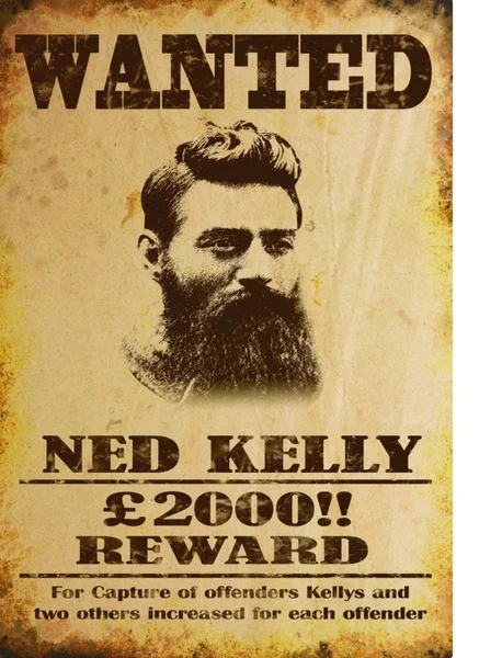 

TIN SIGN "Wanted Ned Kelly" Villain Signs Garage Wall Decor