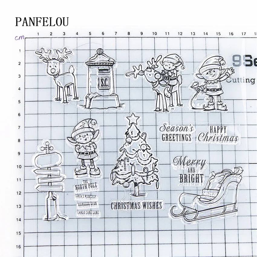 PANFELOU 17x15 см прозрачные силиконовые резиновые штампы с изображением оленей и эльфов для скрапбукинга/DIY на Рождество и свадьбу