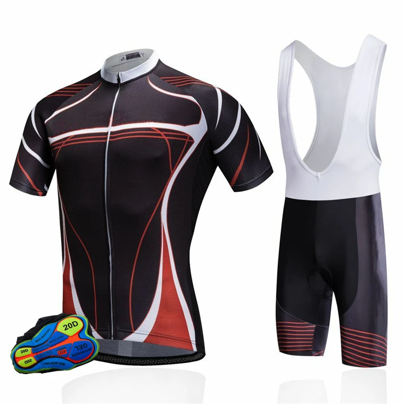 Summer Cycling Clothing Short Sleeve Suit Breathable Tight Fitting Top and Bottom Bib Shorts Kit Antiskid Bike Jersey Set