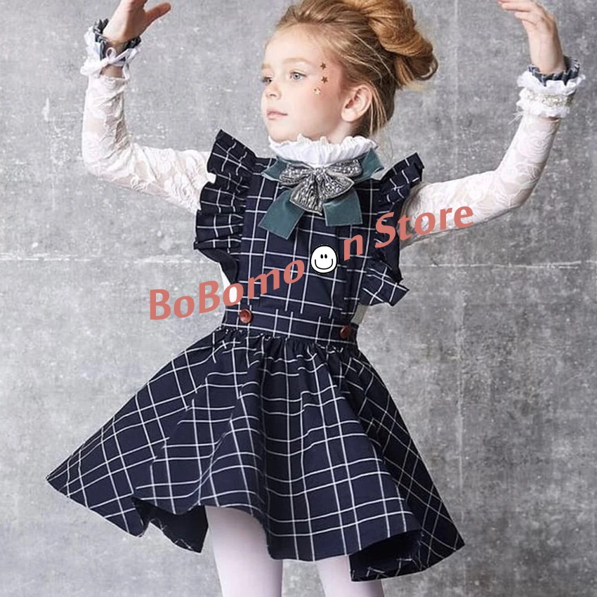 Предпродажа, осень, BoBomoon, новое платье для девочек клетчатое платье принцессы, детские рождественские платья для девочек, элегантная одежда для маленьких девочек