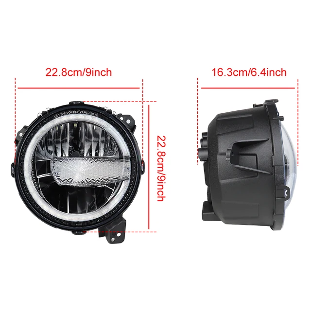 Auto-Beleuchtungs systeme rund 9-Zoll-LED-Scheinwerfer für Jeep Wrangler JL  Gladiator JT 2014-2017 - AliExpress