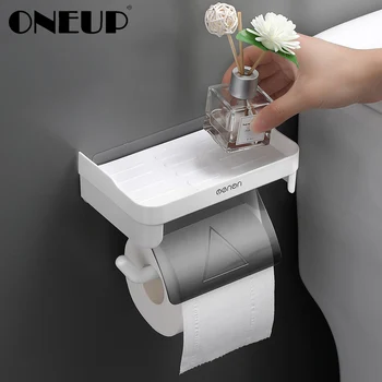 

ONEUP Bathroom Paper Holder Paper Roll Rack Toilet Dispenser Wall Mounted Roll Paper Storage Box Punch Free Bathroom Accessories