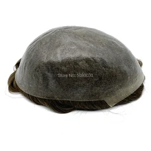 HRF Lift инъекции кожи волос кусок невидимые узлы натуральный мужской парик