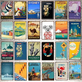 

【YZFQ 】Vintage Travel Poster Melbourne City Australia Metal Retro Signs Wall Pub Cafe Home Craft Beach House Decor DU-7195A