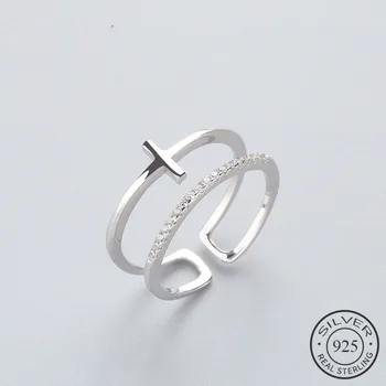 OL Geometric BRidal Cross Personality Ring 925 Sterling Silver For Women Birthday Party Fine jewelry New 2018 Accessories